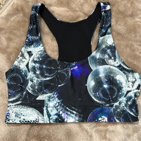 TEREZ Disco Fever Disco Ball All Over Print Racerback Sports Bra - Picture 6 of 7